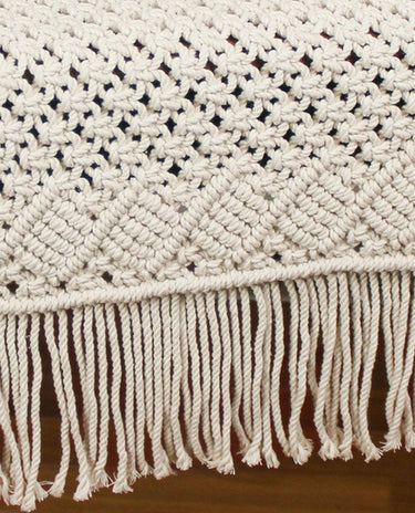 Macrame Natural Table Runner 45 In T4011012 - The Fox Decor